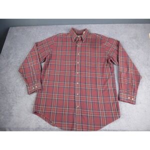Viyella Mens Red Plaid Long Sleeve Cotton Wool Blend Button Down Shirt XL